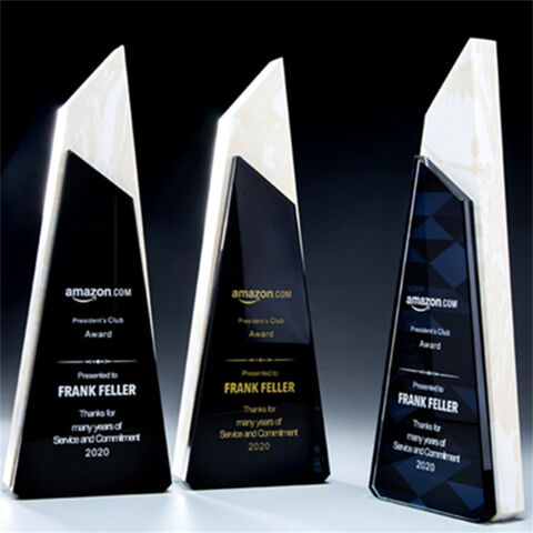 Kristall-Marmor-Trophäe, kreatives Design für Jahresendveranstaltungen, farbenfrohe gravierte Kristalltrophäe