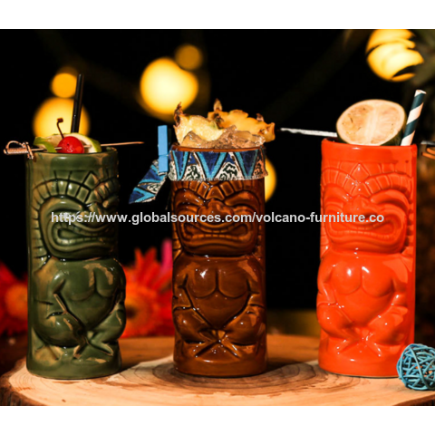 Taza Tiki Hawaiana al por mayor, Taza de cóctel creativa, Taza de cerámica, Decoración de taza de Bar
