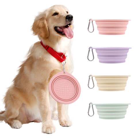 Gamelle Pliable pour Chien, Bol Alimentaire/Abreuvoir Portable pour Animaux de Compagnie, Idéal pour les Promenades, les Parcs et les Voyages avec 2 Mousquetons