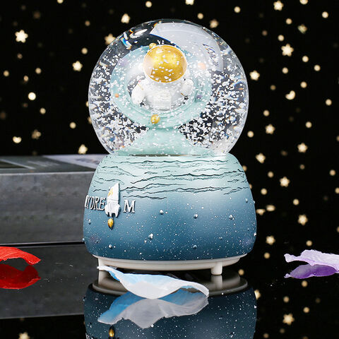 Bola de nieve astronauta, caja de música, globo de agua, regalo de cumpleaños para niños, adornos de escritorio creativos
