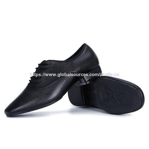 Fornecedor de Sapatos de Dança de Salão Pretos em Couro para Homens, Sapatos de Personagem para Salsa, Latin e Tango for sale at factory direct price