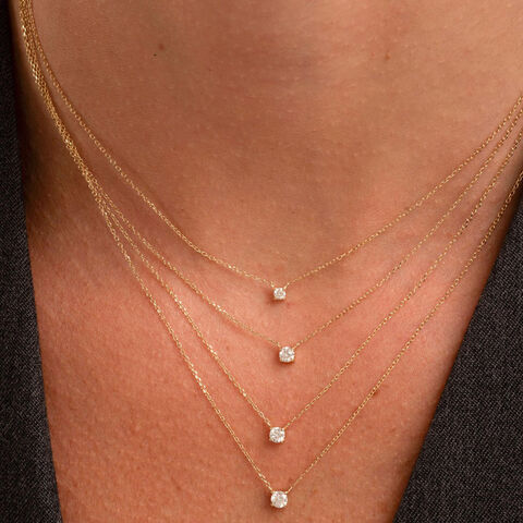 Collier en Or 14K avec Diamants et Faible MOQ en Gros, Diamant Attaché à la Chaîne, Collier de Demoiselle d'Honneur, Bijoux en Or 14k, Personnalisation OEM/ODM for sale at factory direct price