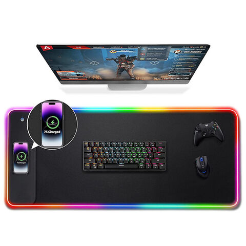 RGB Gaming Mauspad mit Ladefunktion, LED Extra Groß, 80 * 30cm, 10 Lichtmodi, Gaming Zimmer Zubehör, Computer Tastaturmatte for sale at factory direct price