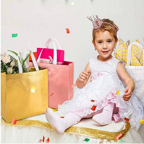 Saco de compras reutilizável não tecido personalizado brilhante, sacola de compras com alça, saco de presente, sacolas de presente promocionais elegantes