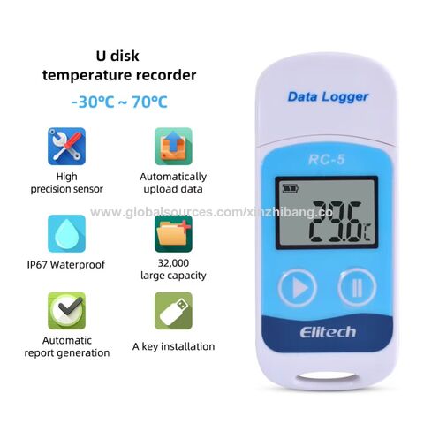 Temperature Recorder Mini Usb High Accuracy Adjustable Record Intervals ...