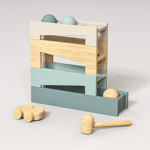 Montessori Motorikspielzeug Murmelbahn aus Holz & Hammer Spiel für 1-jährige Kleinkinder Babys W04E451