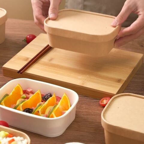 Fabrikpreis Einweg-Lebensmittelbehälter zum Mitnehmen, Kraftpapier-Salatschüssel mit PET PP Papier PLA Deckel, Kraftpapier-Schüssel for sale at factory direct price