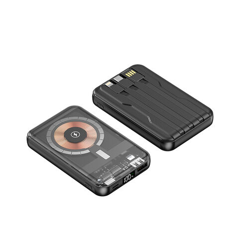 Cargador Inalámbrico Magnético Delgado 3 en 1 10000mAh con Tres Salidas y Cable Integrado 2025, Power Bank para Carga Universal, Fabricación OEM