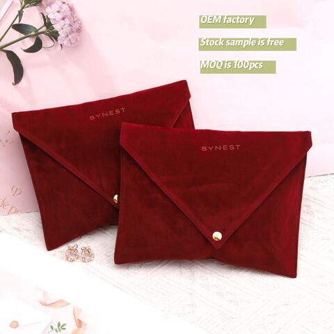 Pochette en Velours avec Logo Personnalisé, Doublure en Satin, Enveloppe pour Bijoux, Cadeau de Mariage, Sac Anti-Poussière en Fausse Suédine