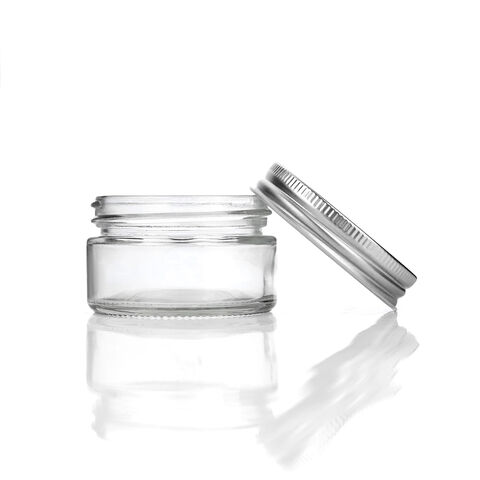 Transparente 80ml 100ml 150ml Glasbehälter Premium Qualität Glasbehälter mit Aluminium Silber Deckel für B2B Handel for sale at factory direct price