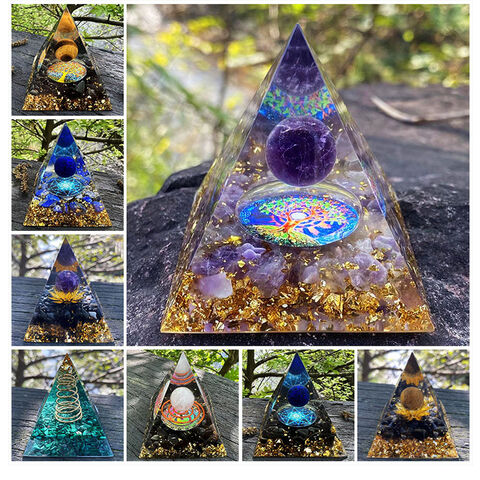 60 Estilos 6CM Natural 7 Chakra Orgonita Bola de Cristal Curativa Loto Lapislázuli Cuarzo Gema Piedra Pirámide de Orgonita Ornamento Regalo para el Hogar