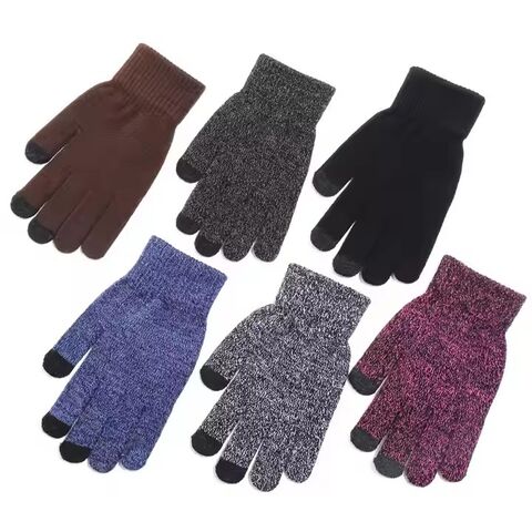 Gants d'hiver chauds universels en tricot 100 % laine avec logo personnalisé pour hommes et femmes, gants rétro d'équitation en plein air avec écran tactile