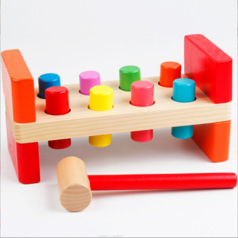 Table de jeu éducative pour enfants 'Whack-a-Mole', banc à marteler en bois avec maillet, jouet d'éveil pour enfants.