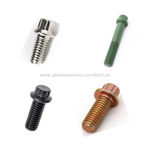 Parafuso de flange de aço carbono grau 10.9 M12*50, rosca completa, 12 pontos - Alta Resistência para Indústria