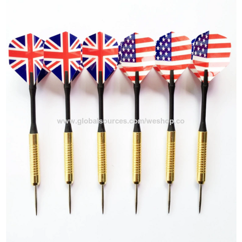 Dardos de 16g con punta de acero y diseño de bandera, dardos profesionales para competiciones, dardos para puestos de feria y globos.