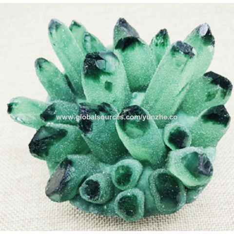 Grappes de cristaux verts, cristaux blancs, ornements de grappes de cristaux, artisanat, ornements de décoration intérieure for sale at factory direct price