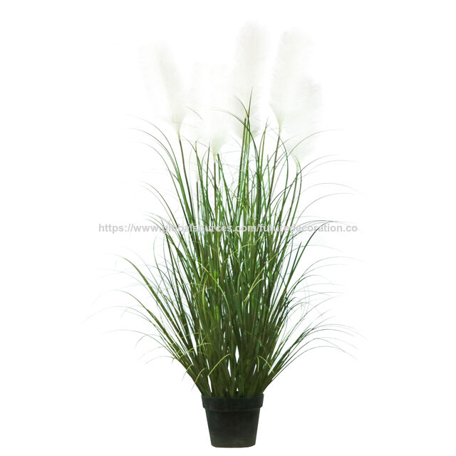 Artículo de gran venta en 2025: Brote de flor de hierba artificial amarilla/verde de 52 cm con maceta de plástico