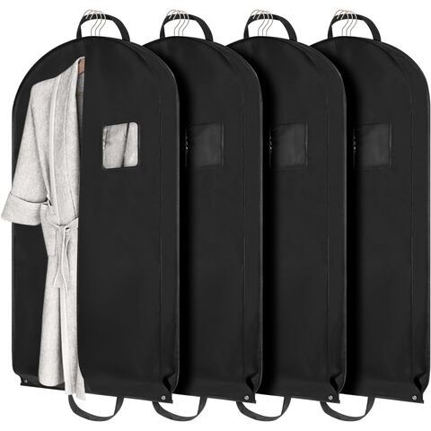 Schwarze 107 cm Kleidersäcke zum Aufhängen von Kleidung, 4 Stück Anzug Schutzhüllen für Schrankaufbewahrung und Reisen, Robuste wasserdichte Kleidersack Hülle for sale at factory direct price