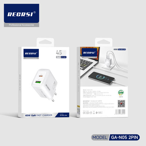 Recrsi GaN cargador a C 45W inteligente fuente de alimentación PD cargador para teléfono móvil Super rápido cargador de teléfono móvil adaptador for sale at factory direct price