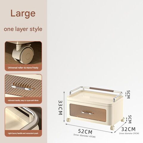 Organizador de Almacenamiento Multicapa Transparente con Cajones, Gran Capacidad, Mesitas de Noche Portátiles, Tamaño Grande para Dormitorio