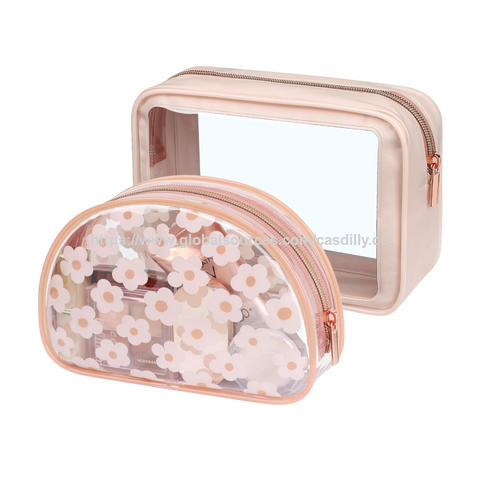 Toiletry Bag - Flower Print Clear Shell Bag and Upgrade Color-Edged Quart Size Bag, Perfect for On the Go or Travel, Lightweight for sale at factory direct price