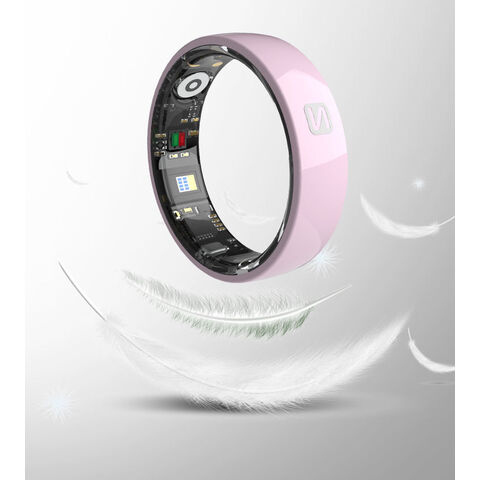Bague Connectée Intelligente Bluetooth Rose en Céramique Tendance avec Contrôle Gestuel KQ8 pour Suivi de Santé et Moniteur de Fréquence Cardiaque