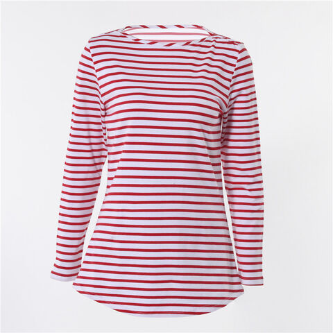 CynoLux OEM Camiseta de rayas para mujer, manga larga, cuello barco - Fabricante directo for sale at factory direct price