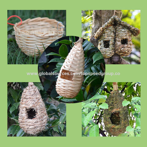 Gaiola de pássaros de madeira simulada de venda quente Ninho de pássaro tecido de grama Artesanato for sale at factory direct price