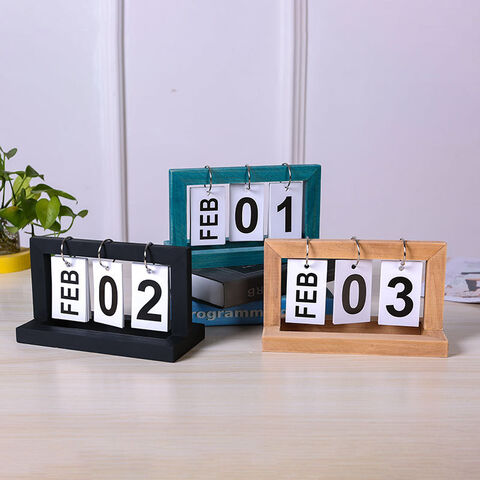 Calendario Perpetuo de Madera Moderno para Decoración del Hogar y Oficina, con Diseño de Fecha y Mes, Ideal para Escritorio y Agenda