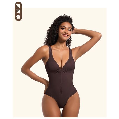 Combinaison gainante sans couture avec fermeture éclair, shapewear dos nu, style Skims, corset for sale at factory direct price