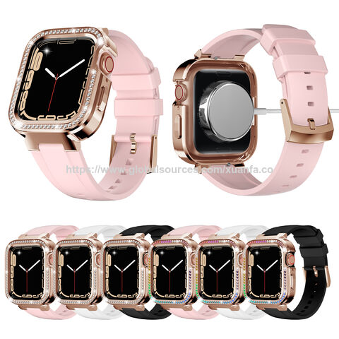 Digital Watch Shell Types Diamond Shell Smart Watch Strap (alloy Shell + Silicone Strap) 40/41mm ...
