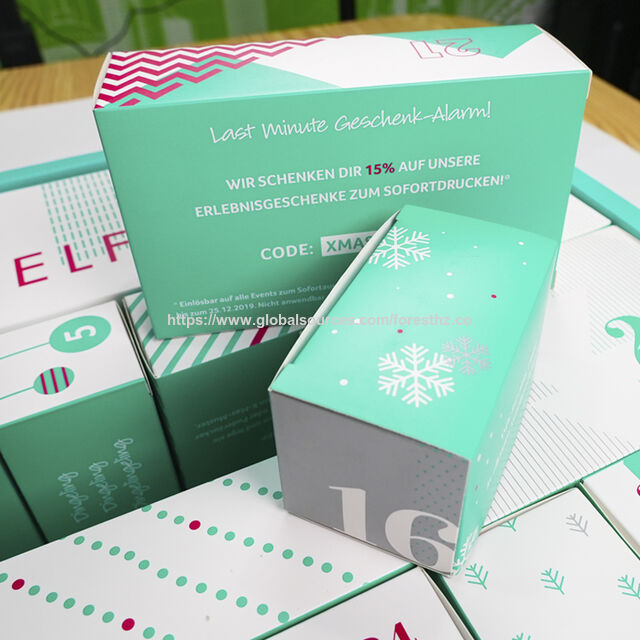 Caixa de Calendário do Advento de Beleza e Cosméticos de Contagem Regressiva de 24 Dias para Presente Personalizado - Caixa de Calendário de Joias de Natal Vazia Embrulhada em Papel for sale at factory direct price