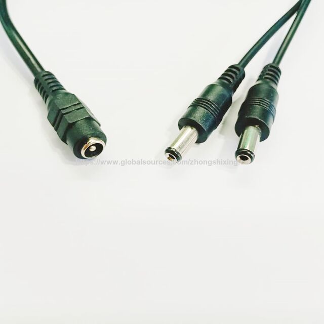 Venta directa de fábrica: cable de extensión de alimentación DC, 1 conector hembra a 2 conectores macho 5.5*2.1, cable divisor de corriente DC