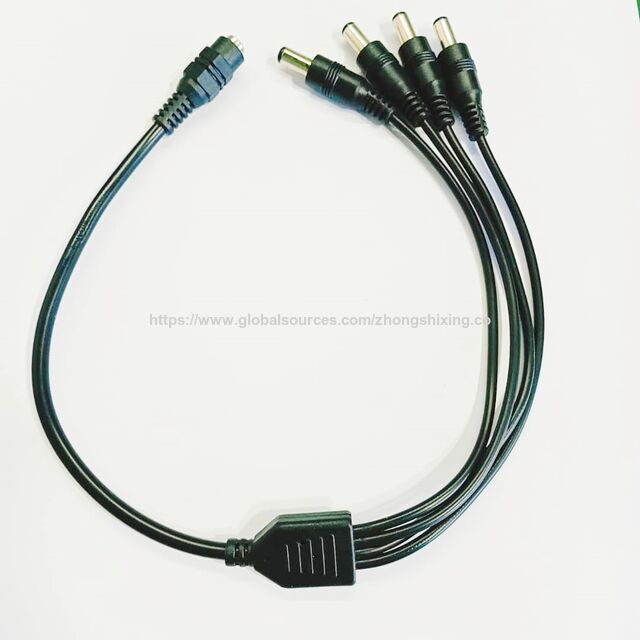 Venta de fábrica 5521 Cable divisor de conector macho DC 5.5*2.1mm Cable divisor DC 1 hembra a 4 conectores macho con cable de alimentación
