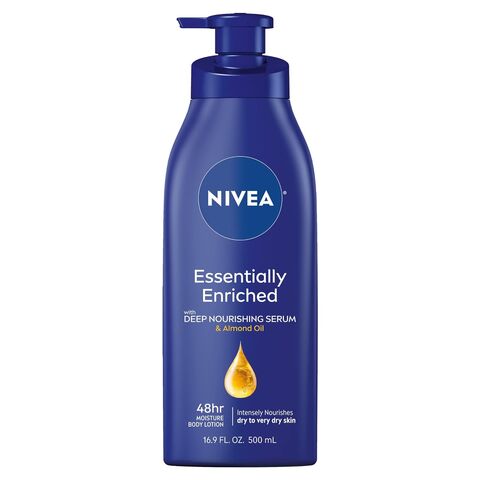 NIVEA Essentially Enriched Body Lotion für trockene Haut, 48-Stunden Feuchtigkeitspflege mit tiefenwirksamem Pflege-Serum und Mandelöl, 500ml for sale at factory direct price