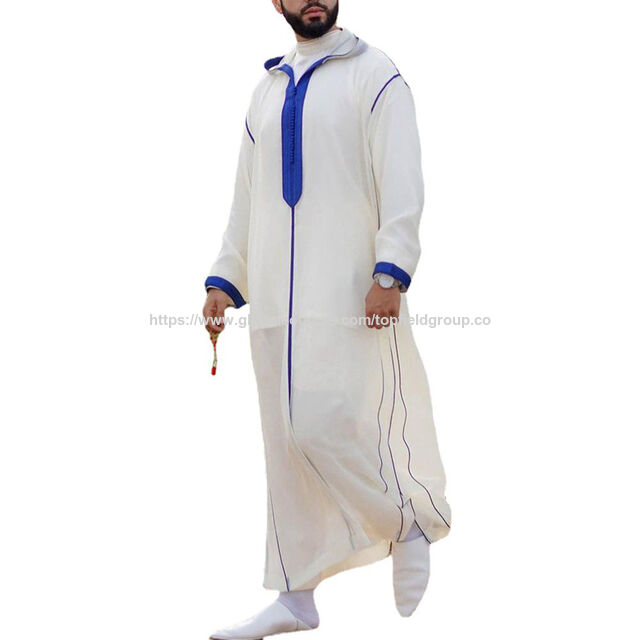 Weißes muslimisches Abaya-Kleid aus dem Nahen Osten für Herren, muslimisches Gebetsgewand, Thobe, arabischer Dubai-Islamischer Thobe Abaya