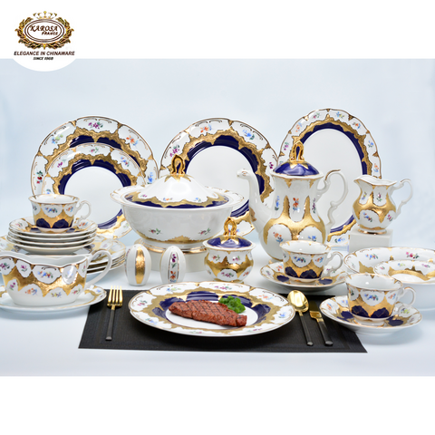86 Pcs Luxury Germany Gold Royal Porcelain Dinner Plate Luxury