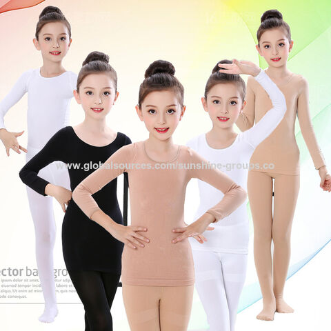 Camiseta interior de danza para niños con terciopelo, color carne, ropa interior invisible, color piel, ropa cálida, mallas, ropa de entrenamiento for sale at factory direct price