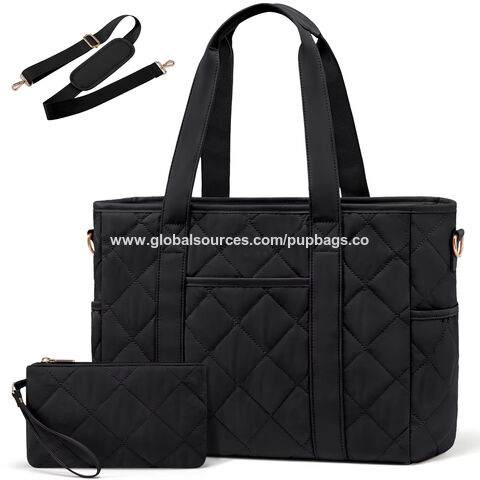 Bolsa Tote Acolchoada Feminina, Bolsa de Mão Grande para Laptop de Negócios, Bolsa de Ombro Acolchoada para Trabalho e Escritório
