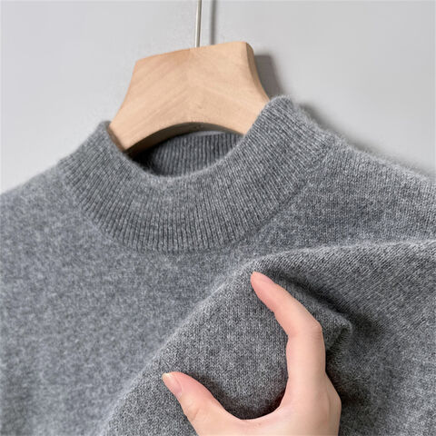 Jersey de cuello alto, suéter de punto de cuello redondo, camisa básica de moda casual para jóvenes y adultos de mediana edad