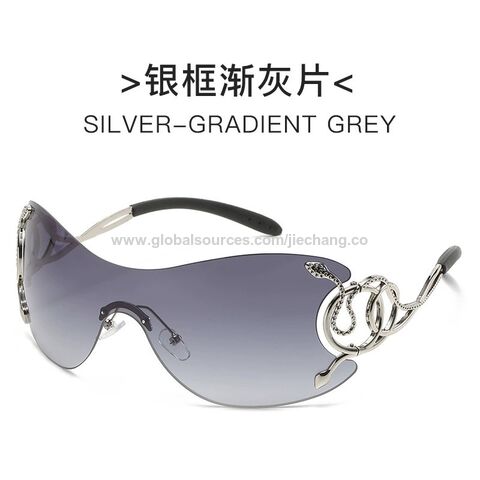 New one-piece rimless sunglasses Europe and the United States personality y2k fashion glasses spirit snake mirror leg funny sungla for sale at factory direct price