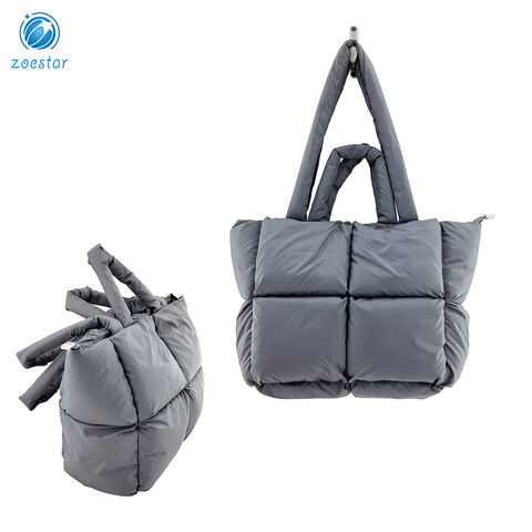 Bolso Tote Acolchado y Abullonado de Moda, Bolso de Hombro Grande y Suave para Viajes al por mayor