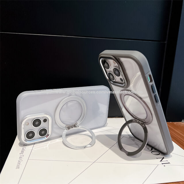 Capa Magnética com Anel para iPhone 16 15 14 Plus 13 12 Mini 11 Pro 16 SE, Para-choque em TPU e Traseira Transparente em PC