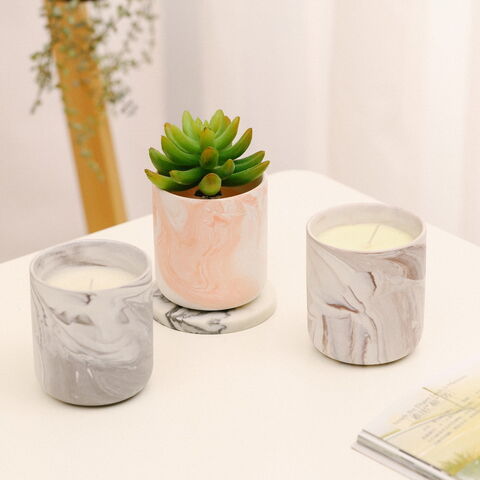 Bougeoir en céramique marbrée nordique, ambiance chaleureuse et romantique, tasse d'aromathérapie en céramique, bougeoir en marbre et céramique for sale at factory direct price