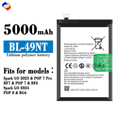 Lithium Mobile Phone Battery Bl-49nt For Tecno Spark Go 2023 Pop