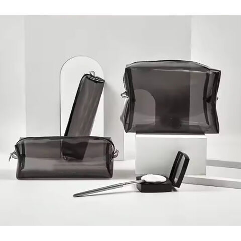 Necessaire de Maquiagem Simples e Transparente com Zíper - Organizador de Cosméticos Portátil