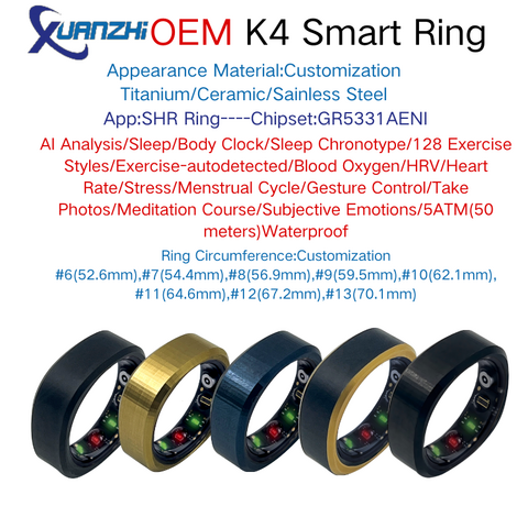Shr Ring Stainless Steel Waterproof Heart Rate Oximetry Blood Pressure ...