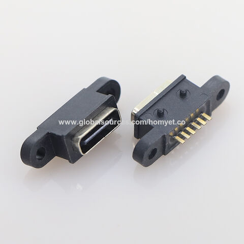 Conector de base USB tipo C 6p IPX8 a prueba de agua con orificios para tornillos, base de carga impermeable HY-TC-WP06MA