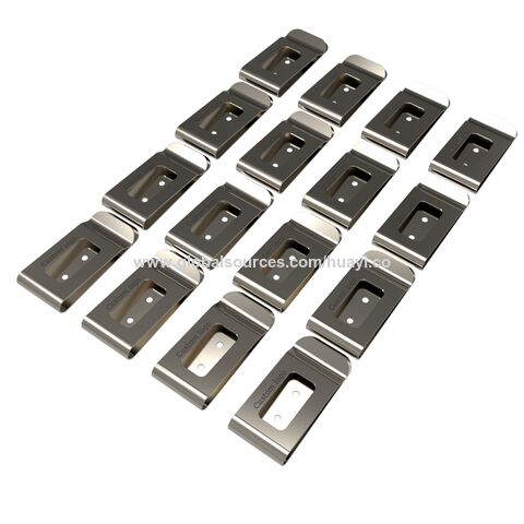 Clip para billetes personalizado de acero inoxidable con acabado símil cuero