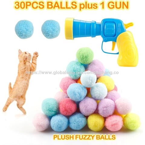 Juguetes lanza bolas para gatos, 30 bolas esponjosas para gatos, con 1 pistola, juguetes interactivos divertidos para gatos adultos de interior aburridos, gatito lindo for sale at factory direct price